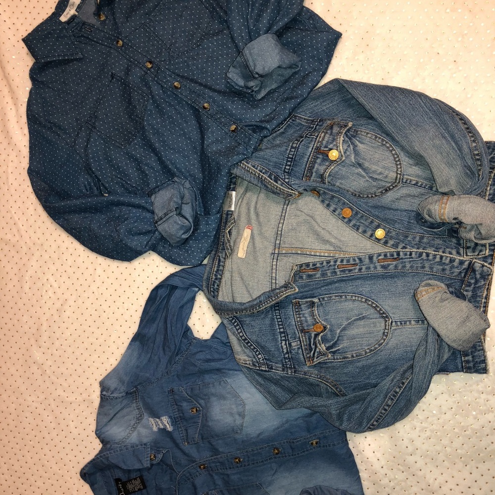 Bundle including 2 denim shirts and a denim jacket